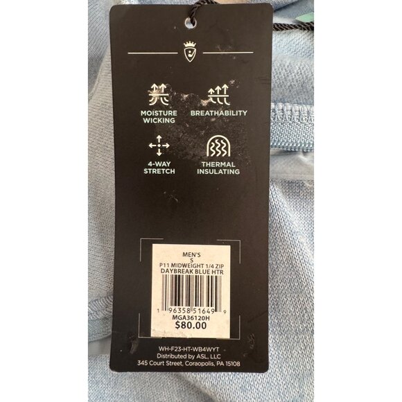 NWT Walter Hagen Small Mens Midweight 1/4 Zip Blue Heather Thermal Insulating - Picture 8 of 9